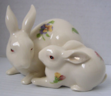 Lenox Floral Rabbit Figurines ~ Bunnies ~ Pansy Decoration ~ 3 1/4