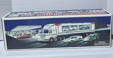 1997 HESS Toy Truck and Racers 18 Wheeler & Trailer Lights and Sounds New In Box picture