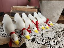 Vintage Bone China Ceramic White Duck Goose Napkin holders set of 6 Red Bow  picture