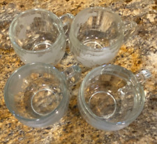 Set of 4 Vintage Nestle' Etched Clear Glass World Globe/Map Coffee Mugs Cups  picture