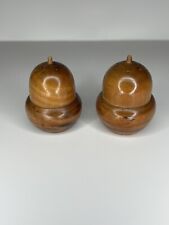 Vintage Wood Acorn Salt and Pepper Shakers W Corks Cabin Rustic Decor 1950s? picture