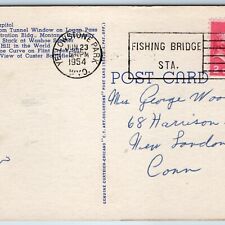 1954 Yellowstone Park Fishing Bridge Station Sta. Cancel Stamp MT Greetings A217 picture