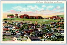 Butte Montana MT Postcard Montana School Of Mines Houses Building 1952 Vintage picture