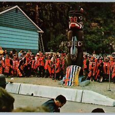 c1950s Kelsey Bay, Vancouver Island BC Canada Indians Ceremonial Totem Pole A175 picture