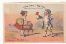 B T Babbitt's Soap Girl Washboard Barrel Colonial Boy TOILET's HOPE Card c1880s picture
