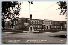 Vintage Postcard MN Breckenridge RPPC High School c1951 Street View ~5150 picture