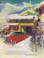 1953 Original Vintage PLYMOUTH BELVEDERE Ad w/ CHALLENGER INN SUN VALLEY ID Art picture
