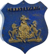 Vintage Cast Iron Pennsylvania Mountable Wall Tag Plate picture