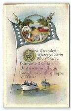 1907-15 Sailor Message Postcard Navy U.S.N. Boats Anchor Flag Farm Scene Poem picture