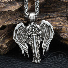 Saint St Michael Archangel Wings Cross Pendant Necklace & Stainless Steel Chain picture