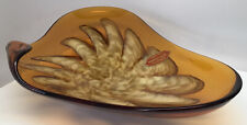Mid Century Modern Venetian Amber Art Glass Bowl Original Label New  NOS (21) picture