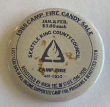 Vintage 1988 Camp Fire Candy Sale Seattle King County Council Pinback Button picture
