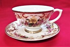 Victorian Trading Co. YOU'VE BEEN POISONED Victorian Floral Cup & Saucer picture
