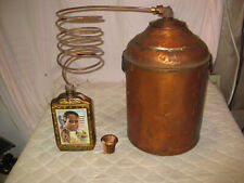 NICE Antique Copper Moonshine Still w/Coil + OLD JIM BEAM BOTTLE-A MAN CAVE MUST picture
