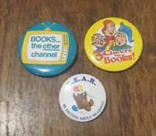 Vintage 1980-90s National Reading Books Campaign Button Pins Pinbacks Lot of 3  picture