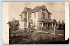 New London Iowa IA Postcard RPPC Photo House Mansion Rocking Chair 1908 Antique picture