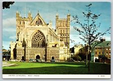Postcard England Exeter Cathedral West Front Church 3W picture