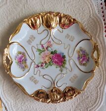 Beautiful Antique Victorian Rose Plate With 18kt Gold Trim  picture
