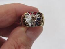 Vintage Masonic Enameled 10 Kt Gold & Champagne Diamond Ring - Size 8 -8.3 grams picture
