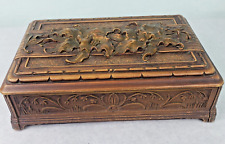 Vintage Decorative Syroco Carved Wood Floral Design Hinged Vanity Box picture