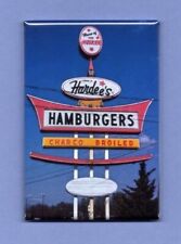 HARDEES SIGN *2X3 FRIDGE MAGNET* VINTAGE HAMBURGERS DRIVE THROUGH CHARBROILED picture