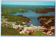 Ontario Canada Postcard Sioux Narrows General Aerial View c1950's Vintage picture