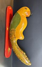 Vintage  FOLK ART 1940’s-1950s ART DECO PARROT WALL HANGING PLANTER, HAND MADE picture