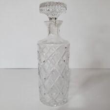Vintage Clear Cut Lead Crystal Whiskey Scotch Liquor Round Decanter W/ Stopper picture
