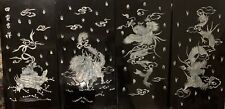 Vintage 4 Black Laquer and Mother of Pearl Wall Panels picture
