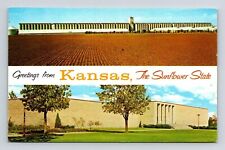 Greetings From Kansas KS Sunflower State Dual View Postcard UNP VTG Dexter picture
