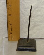 Vtg Old Cast Iron Square Bill Receipt Spike Holder Spindle Desk Store Counter picture