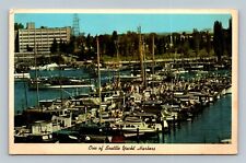 one of Seattle yacht harbors postcard picture