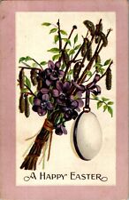 Happy Easter, Purple Flowers, Religion, Christianity, Embossed 1912 Postcard picture