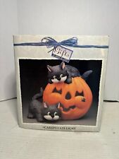 Halloween  Cats Light Pumpkin Ceramic  Black Cats Lamp Vintage used picture