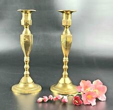 Vintage Mid-Century Brass Candlestick Holders - Made in India - Pair picture