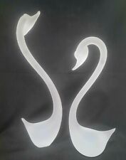 Pair Of Frosted Glass Swans White Satin picture