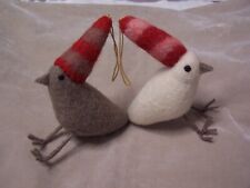 2 BIRDS whimsical wool felt vintage ornaments picture