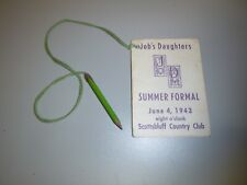 1943 Job's Daughters Masonic Order Dance Card - Scottsbluff, Nebraska picture