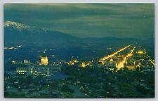 Postcard UT Utah Salt Lake City Aerial View At Night UNP A20 picture