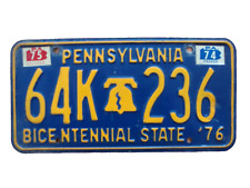 1974/75 Pennsylvania Bicentennial State License Plate original condition 64K 236 picture