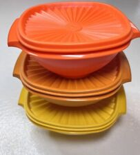 Vtg Tupperware Servalier Bowl SET Harvest Yellow Orange Green 836 838 840 Lids picture