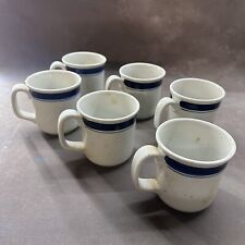 Lauffer Blueberry Stoneware Mugs Lot Set Of 2 Speckle Blue Cups picture