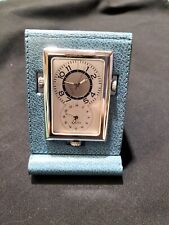 ASPREY Stunning Quality Vintage Asprey Travel Dual Clock in Blue Leather Case AF picture