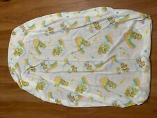 Vintage 1980s Rainbow Clouds Bears Unisex Crib Bed Fitted Sheet Made in USA picture