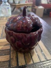 Vintage Grape Shaped Cluster Purple Fruit Jam Jelly Condiment Sugar Jar & Lid picture