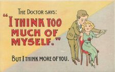 Comic humor Couple doctor says think too much of myself Postcard 22-9330 picture