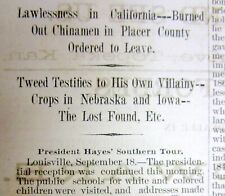 1877 newspaper WHITE SUPREMACISTS attack CHINESE MEN in SAN FRANCISCO California picture