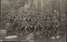 WWI 17 German soldiers long pipes 1915 Feldpost BAYERFELD to LINDENBERG Germany picture