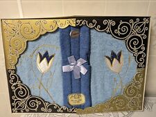 Vtg NOS Cannon Jay Originals Bath Towel Set Blue Box 4 Pc Set Tulip Design picture
