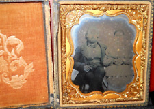 1/6th Size Ambrotype of couple in full MOP case, split at hinge picture
